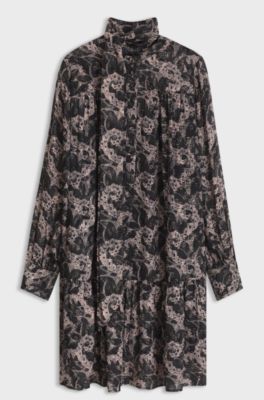 Relaxed-fit printed tunic dress with scarf, Patterned