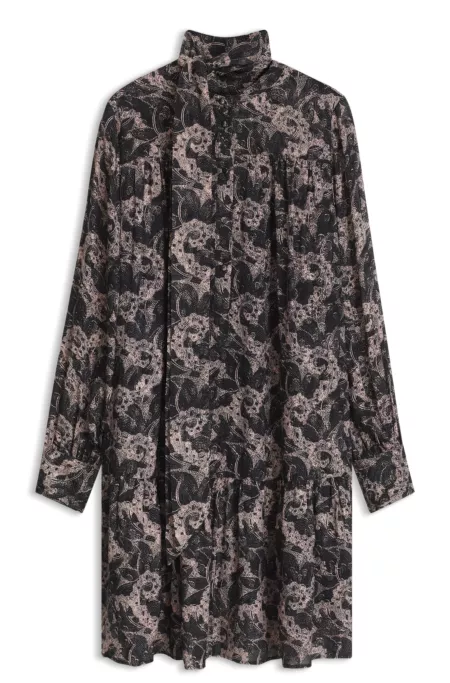 Relaxed-fit printed tunic dress with scarf