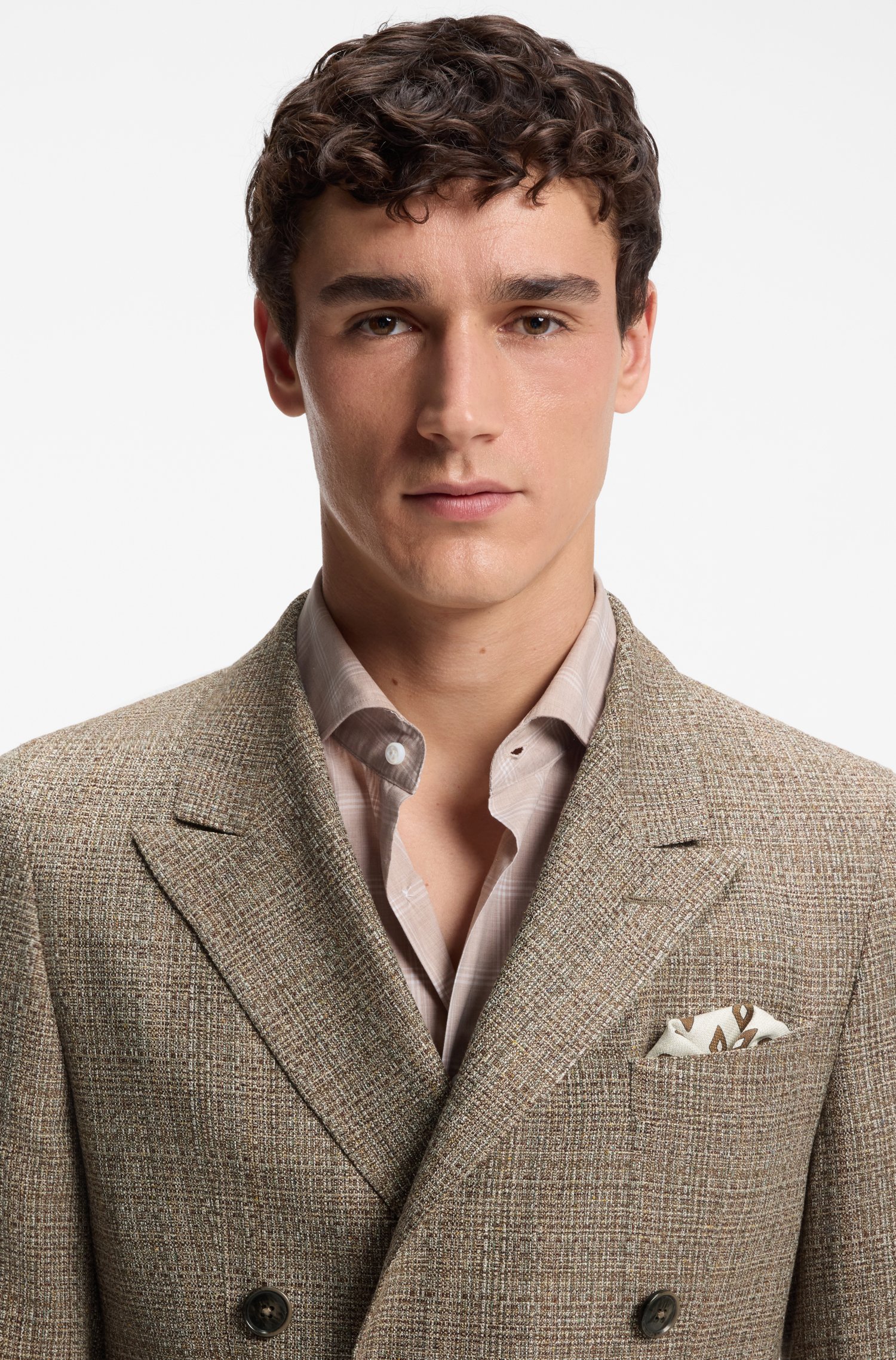 Boss Regular-fit jacket in silk and virgin wool jackor herr – bild 3