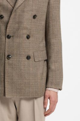 Regular-fit jacket in silk and virgin wool, Brown