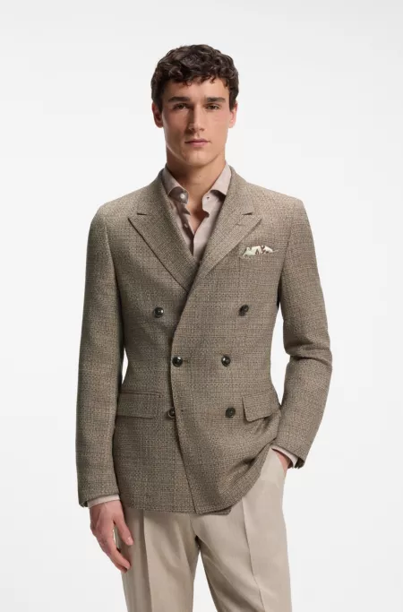Veste Regular en soie et laine vierge