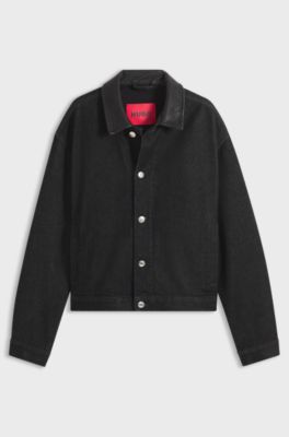 Cotton denim jacket with a raw aesthetic, Black