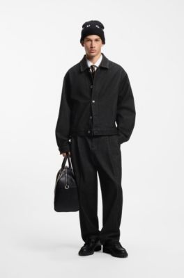 Cotton denim jacket with a raw aesthetic, Black