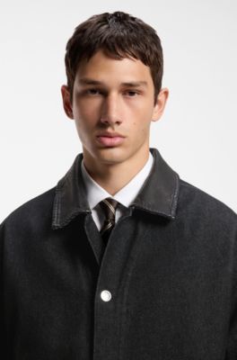 Jacke aus Baumwoll-Denim in Raw-Optik, Schwarz