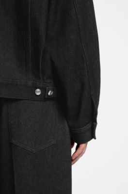 Cotton denim jacket with a raw aesthetic, Black