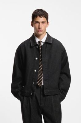 Jacke aus Baumwoll-Denim in Raw-Optik, Schwarz