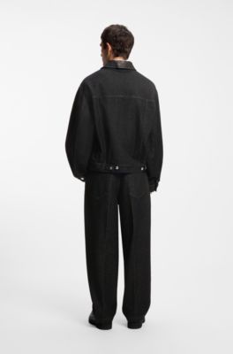 Jacke aus Baumwoll-Denim in Raw-Optik, Schwarz