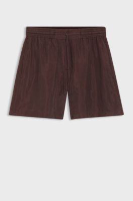 Regular-fit shorts in canvas with drawstring waist, Dark Brown