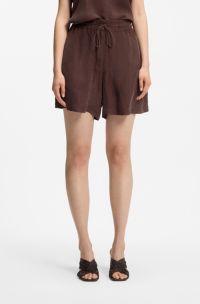 Regular-fit shorts in canvas with drawstring waist, Dark Brown