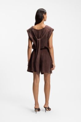 Regular-fit shorts in canvas with drawstring waist, Dark Brown