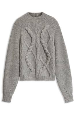 Boss Cable-knit sweater in mouliné virgin wool stickade tröjor dam – bild 4