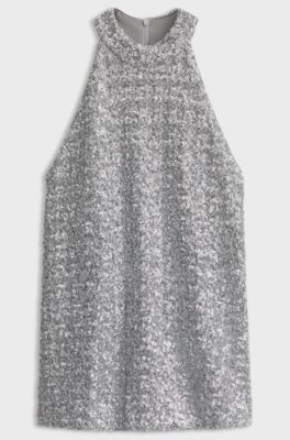 Halter-neck sequin top, Light Grey