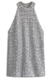 Halter-neck sequin top, Light Grey