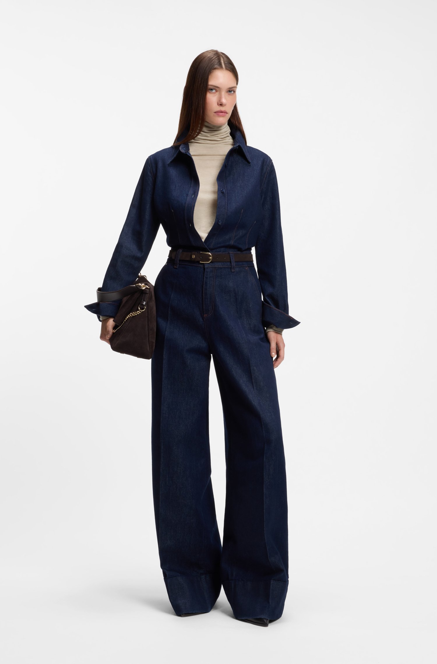 Boss Draped chimney-neck top in a wool blend tröjor dam – bild 2