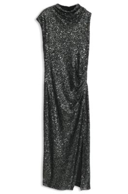 Asymmetric sequined dress, Light Grey
