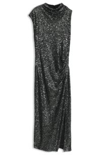 Asymmetric sequined dress, Light Grey