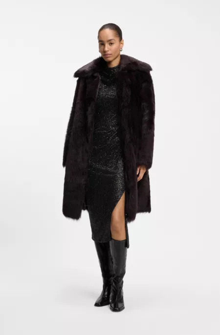 Robe longue à col montant en jersey drapé