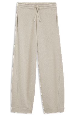 Relaxed-fit barrel-leg trousers in melange jersey