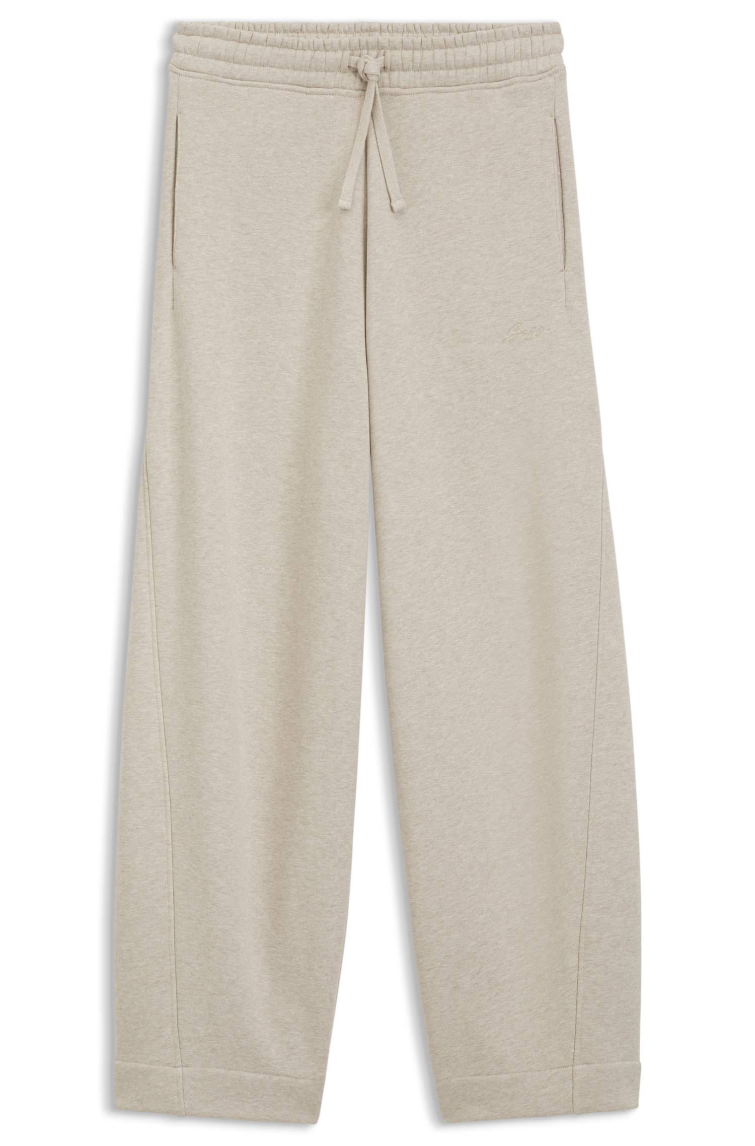 Boss Relaxed-fit barrel-leg trousers in melange jersey byxor dam – bild 4