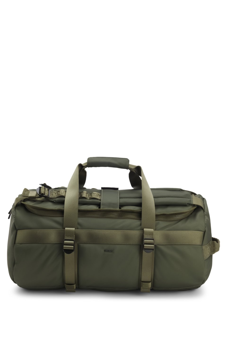 Holdall with backpack straps and logo lettering