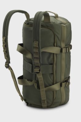 Holdall with backpack straps and logo lettering, Olive
