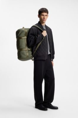 Holdall with backpack straps and logo lettering, Olive