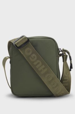 Twill reporter bag with metallic logo lettering, Olive