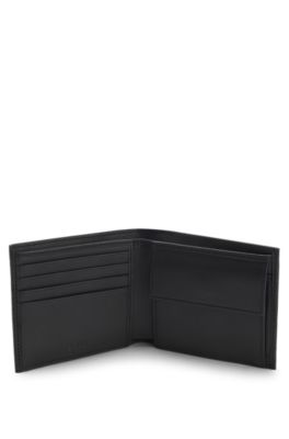 BOSS - Structured folding wallet with metal logo lettering - Black