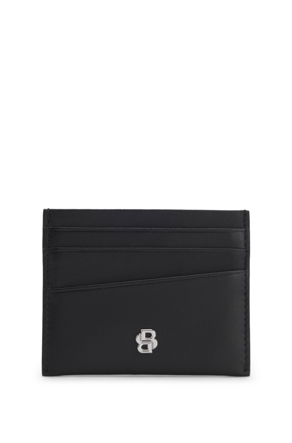 Leather card holder with Double B monogram