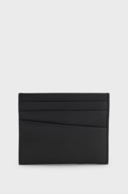 Leather card holder with Double B monogram, Black