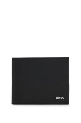 Structured trifold wallet with polished logo lettering 1