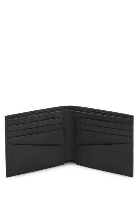 Matt leather wallet with refined logo plaque