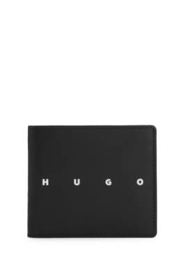 Leather folding wallet with contrast logo 1