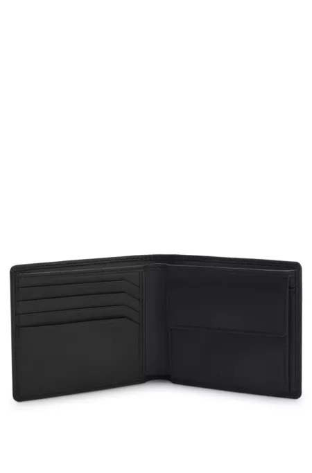 Cartera plegable de piel con logo en contraste