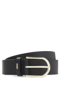 Ceinture en cuir avec bouclerie dor&eacute;e, Noir