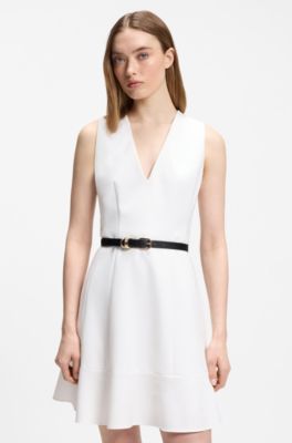 Italian-leather belt with gold-tone hardware, Black