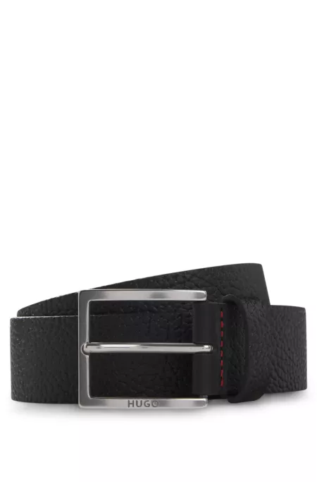 Grained leather belt