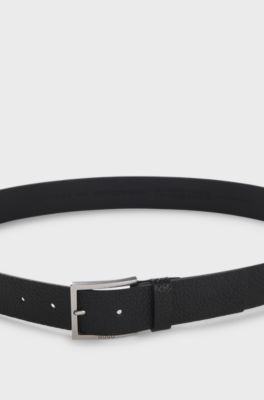 Grained leather belt, Black