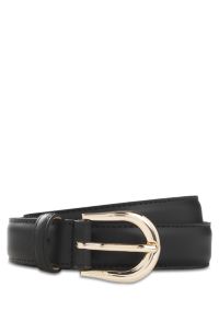 Italian leather belt with a gold-tone buckle, Black