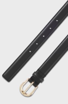 Italian leather belt with a gold-tone buckle, Black
