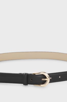 Italian leather belt with a gold-tone buckle, Black