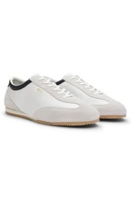 Leather trainers with suede trims 1