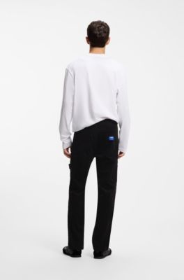 Regular-fit carpenter trousers in corduroy, Black