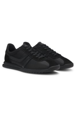 Low-top trainers with faux-leather trims