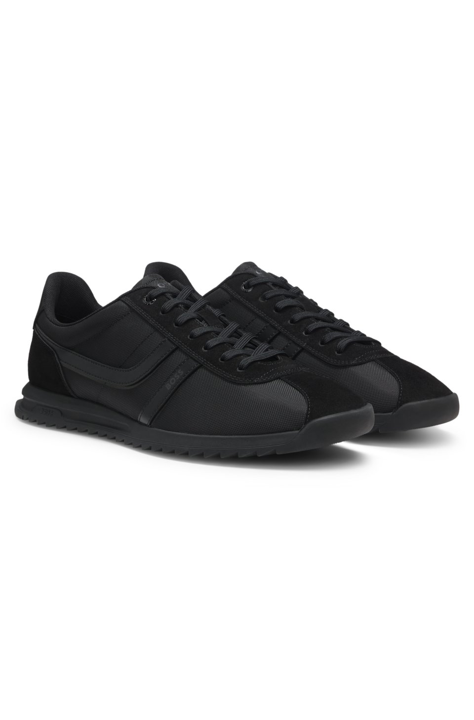 Low-top trainers with faux-leather trims