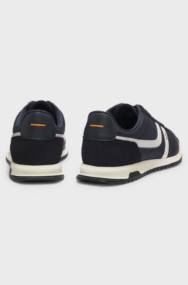 Low-top trainers with faux-leather trims, Dark Blue