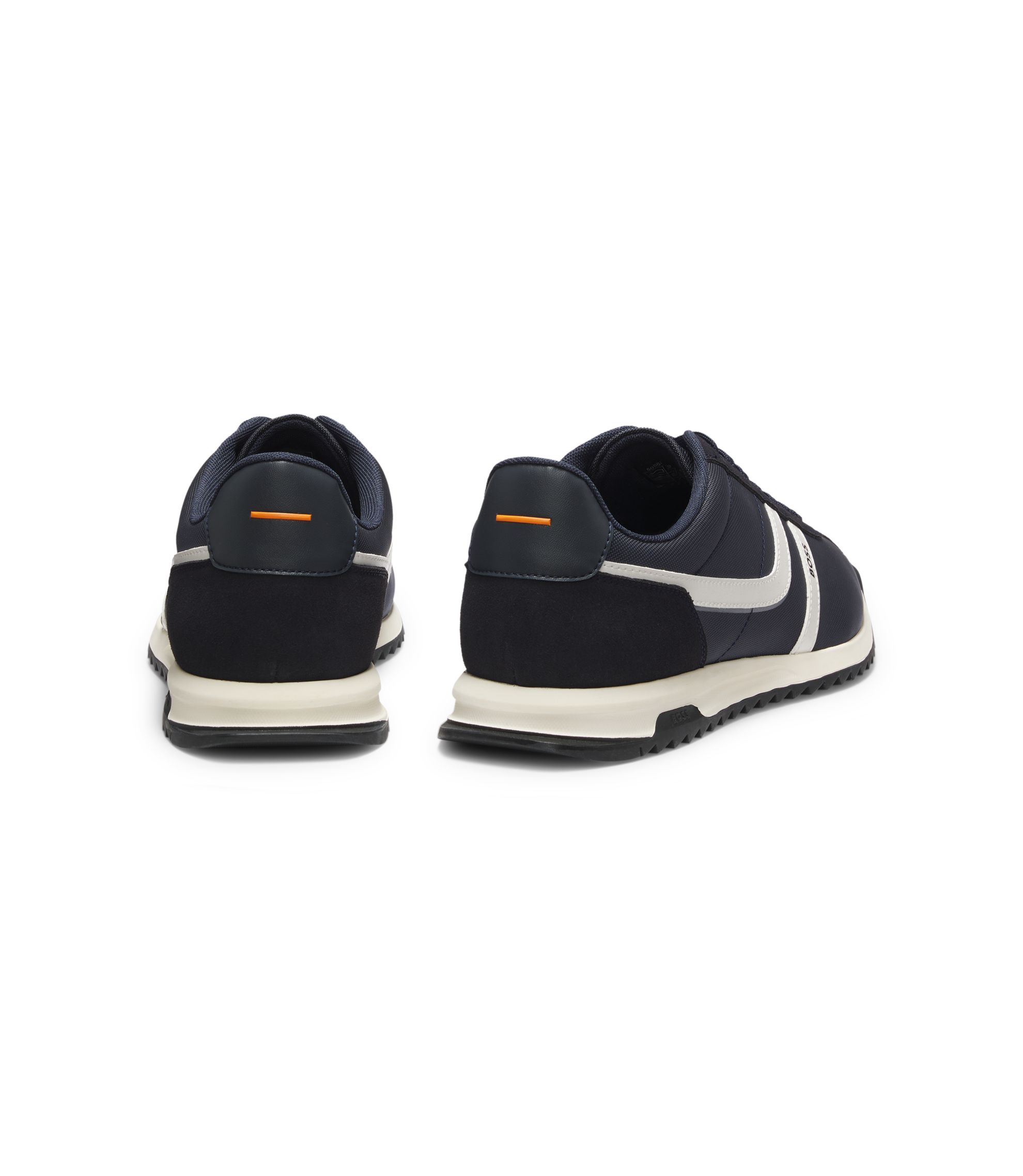 BOSS - Low-top trainers with faux-leather trims - Dark Blue
