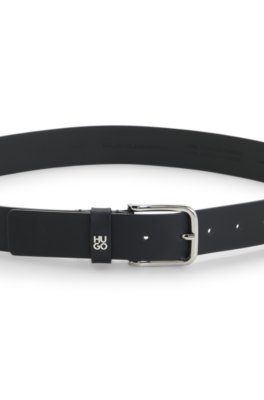 Hugo Italian-leather belt with stacked-logo metal trim klassiska skärp dam – bild 3