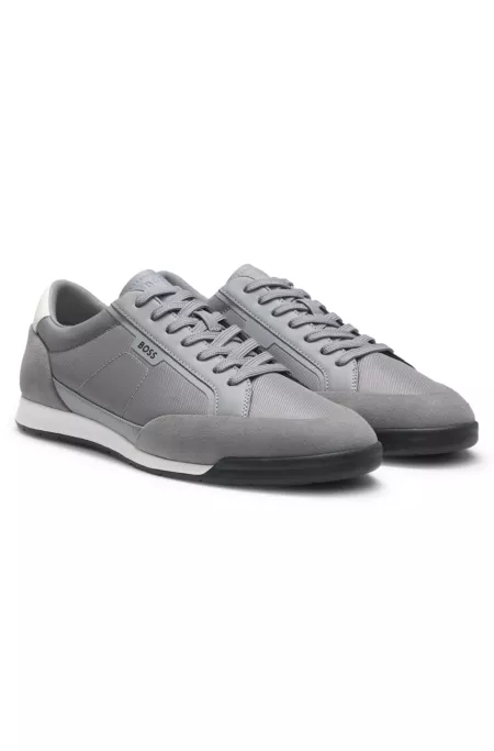 Suede-trim trainers with ribbed sole