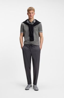 Suede-trim trainers with ribbed sole, Grey